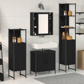 vidaXL Badkamermeubel Set 4 st Zwart Bewerkt hout, Verzenden