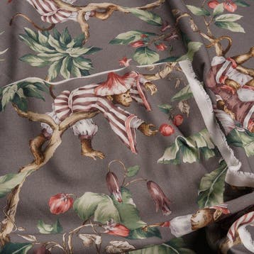 Exclusieve Tropical Monkey Style-stof – Katoen, Antiek en Kunst