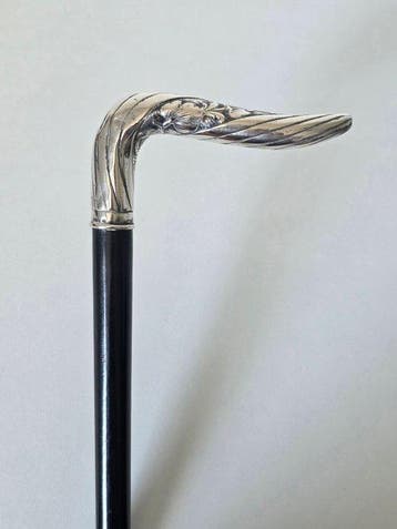 Art Nouveau gedetailleerde Canne de marche - Argent 800 -, Antiquités & Art
