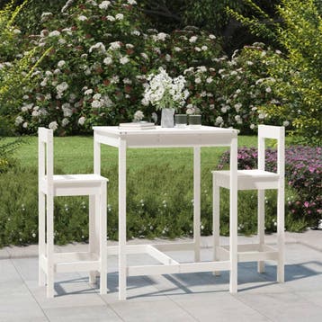 vidaXL 3-delige Barset massief grenenhout wit, Tuin en Terras, Verzenden, Nieuw