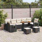 vidaXL Tuinbank Set met kussen 13 pcs Zwart en Crème poly, Verzenden, Nieuw