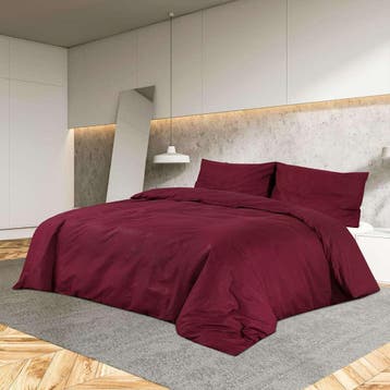 vidaXL Dekbedovertrekset 140x200 cm katoen bordeauxrood, Huis en Inrichting, Slaapkamer | Beddengoed, Verzenden, Nieuw