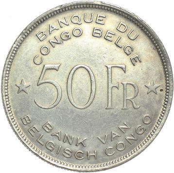 Congo belge. Léopold III. 50 Francs Pretoria Mint - 1944 -, Postzegels en Munten