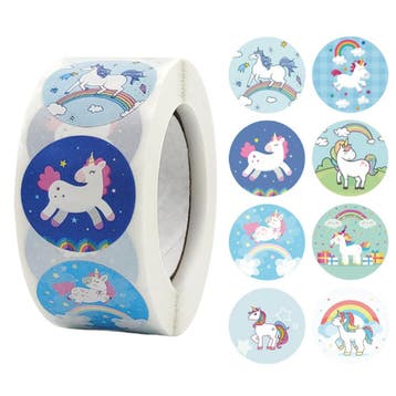 Eenhoorn Stickers Op Rol - 25 mm - Blauw - 500 Stuks -, Verzenden, Nieuw