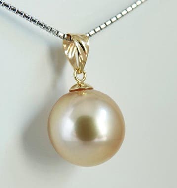 Hanger - 18 kt. Geel goud - Gouden Zuidzee Parel - Rond,