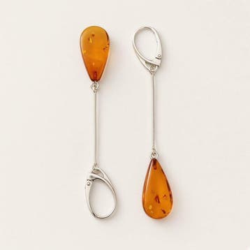 Baltisch amber. Oorbellen van hoge kwaliteit. In 925 zilver