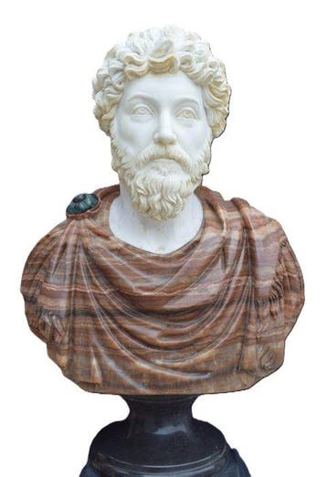 sculptuur, Busto imperatore Marco Aurelio - 80 cm - Marmer, Antiek en Kunst