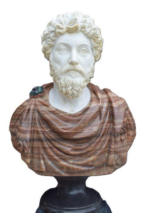 sculptuur, Busto imperatore Marco Aurelio - 80 cm - Marmer, Antiek en Kunst, Antiek | Keramiek en Aardewerk