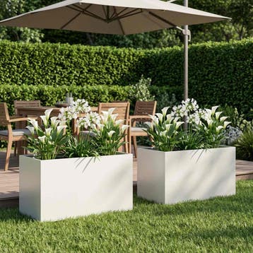 vidaXL Plantenbak 2 st Wit 100 x 50 x 50 cm Koudgewalst, Verzenden