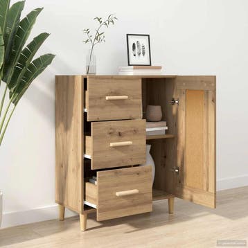 vidaXL Dressoir Artisanaal eiken 69,5 x 34 x 90 cm Bewerkt, Verzenden