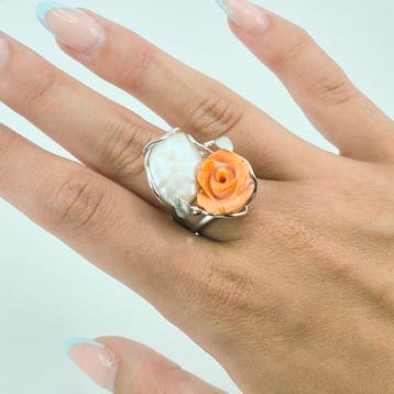 Koraal - Zilver - Ring