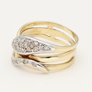 Bague - 14 carats Or jaune, Or blanc Diamant (Naturelle) -