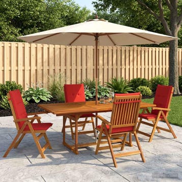 vidaXL 5-delige tuin eetset Naturel Massief Acacia Hout, Verzenden, Nieuw