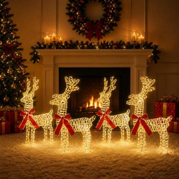 vidaXL Kerst Rendier 4 st 160 LEDs Warmwit, Verzenden, Nieuw