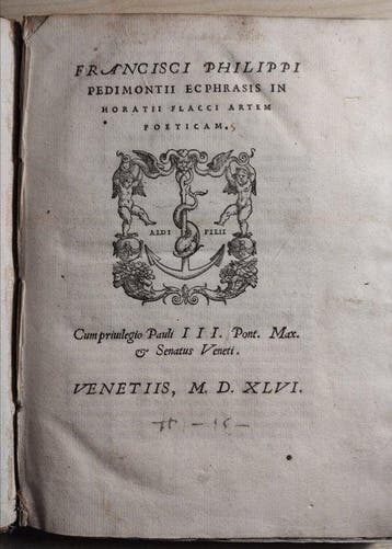 Francisci Philippi Pedimontii - Ecphrasis in Horatii Flacci
