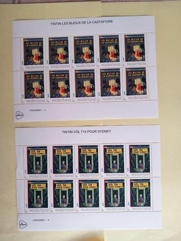 Tintin Hergé Moulinsart 2 Planches Timbres Tintin Les, Livres