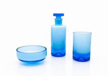 Vintage Ensemble de lavabo (3) - Opaline, verre soufflé