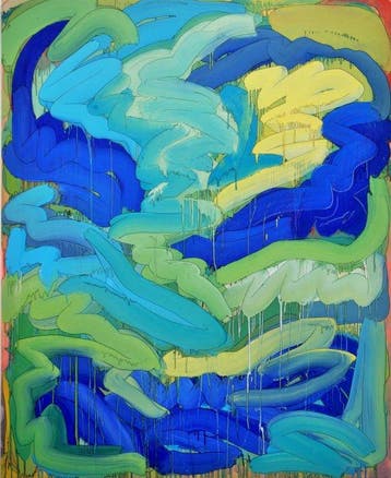 Baptiste Laurent - Blue cave, 2019, XXL acrylic and posca on