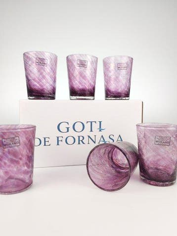 LAGUNA - Drinkservies (6) - gecrackt - Muranoglas - 6 GOTO