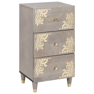 vidaXL Dressoir Grijs en Goud 40 x 33 x 75 cm Massief Mango, Huis en Inrichting, Verzenden, Nieuw