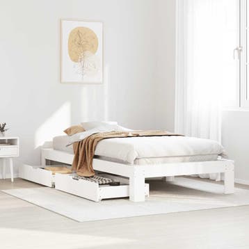 vidaXL Bedframe zonder matras massief grenenhout wit 75x190, Verzenden, Nieuw