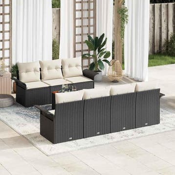 vidaXL Tuinbank Set 8 st 7-Aantal zitplaatsen Zwart en Crème, Verzenden, Nieuw