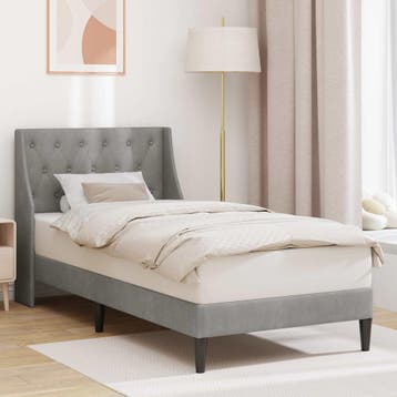 vidaXL Bedframe met hoofdeinde Lichtgrijs 90 x 200 cm, Verzenden
