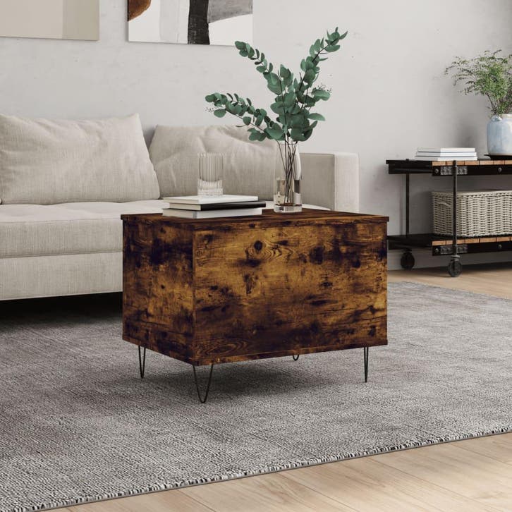 vidaXL Salontafel 60x44,5x45 cm bewerkt hout gerookt, Maison & Meubles, Tables | Tables de salon, Envoi