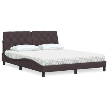 vidaXL Bed met matras stof donkerbruin 160x200 cm, Verzenden