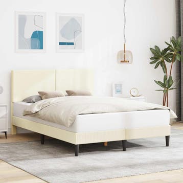 vidaXL Bedframe met hoofdeinde Crèmekleurig 140 x 200 cm, Huis en Inrichting, Slaapkamer | Bedden, Verzenden, Nieuw
