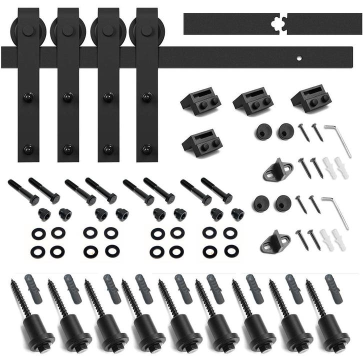 Lendo Online Kit de Ferrures Porte Coulissante 400 cm Noir, Bricolage & Construction, Serrurerie de bâtiment & Dispositif de fermeture