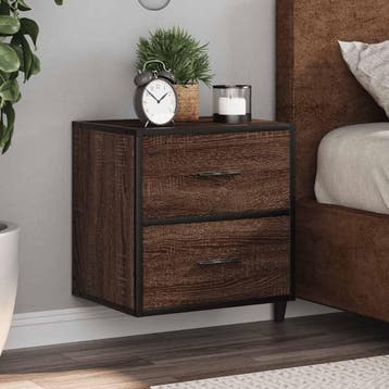 vidaXL Nachtkastjes 2st wandgemonteerd 40x31x39,5cm bruin, Maison & Meubles, Chambre à coucher | Tables de chevet, Verzenden