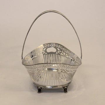 GROTE broodmand met scharnierend hengsel - STERLING ZILVER -