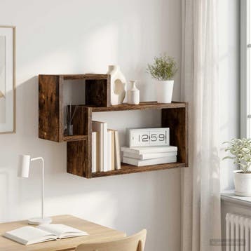 vidaXL Wandplank Muurmontage Gerookt eiken 55 x 15 x 35 cm, Verzenden