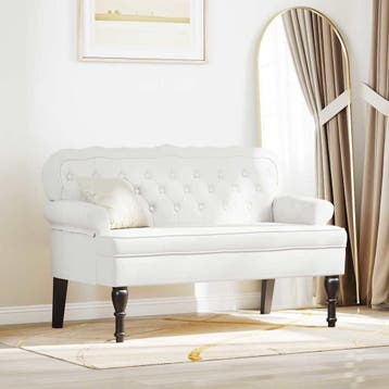 vidaXL Chesterfield Bank Wit 119,5 x 64,5 x 75 cm Kunstleer, Huis en Inrichting, Verzenden, Nieuw