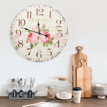 vidaXL Wandklok vintage stijl 60 cm bloemen, Verzenden