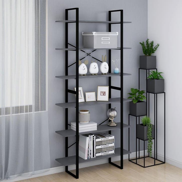 vidaXL Hoge kast 100x30x210 cm massief grenenhout grijs, Maison & Meubles, Armoires | Bibliothèques, Envoi
