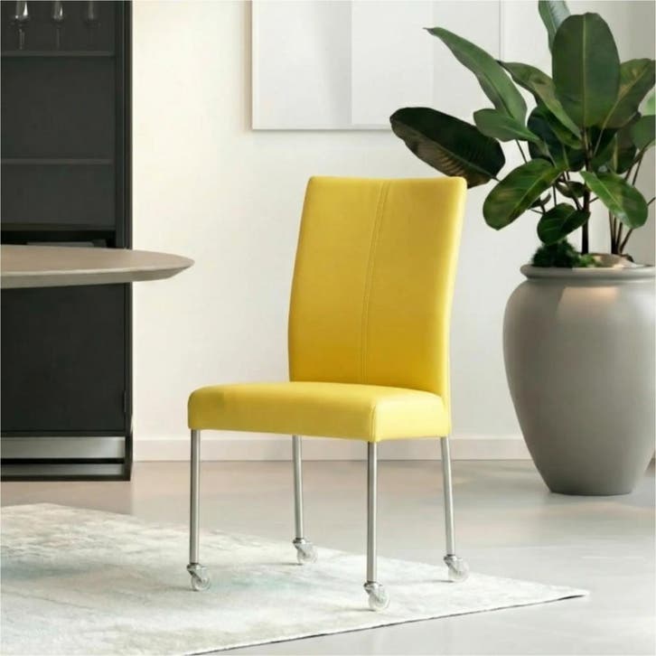 Set van 10 Leren eetkamerstoelen Comfort met wieltjes -, Huis en Inrichting, Stoelen, Nieuw, Leer, Ophalen of Verzenden