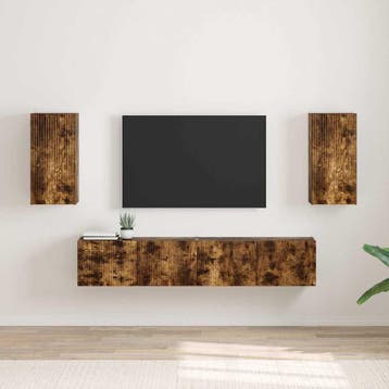 vidaXL TV Wandkast 2 pcs Rook Eiken Bewerkt hout, Verzenden, Nieuw