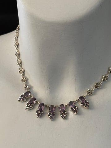 Argent - Collier ras du cou - améthyste