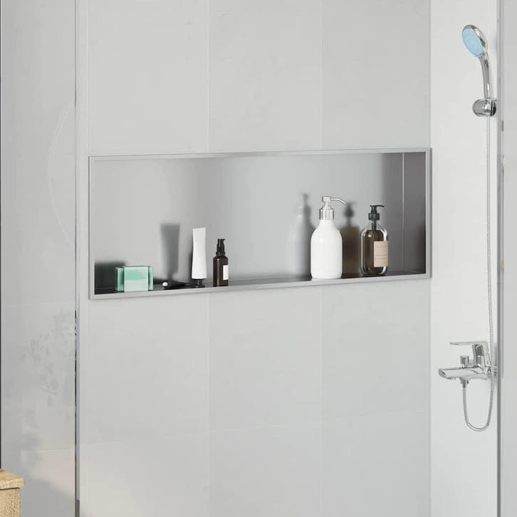 vidaXL Douche Niche Zilver 90 x 30 x 9,5 cm Roestvrij staal, Bricolage & Construction, Sanitaire, Envoi