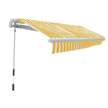 vidaXL Luifel handmatig uittrekbaar 300 cm geel/wit, Verzenden, Nieuw