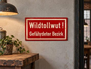 Hondsdolheid bij wilde dieren Bord - Duits waarschuwingsbord