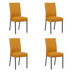 Set van 4 Leren eetkamerstoelen Real - Toledo Leem, Ophalen of Verzenden, Nieuw, Leer, Eén