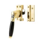 Klassieke raamsluiting met slot, links, messing gelakt -..., Ophalen of Verzenden, Schuif of Grendel