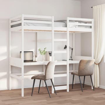 vidaXL Hoogslaper zonder matras massief grenenhout wit, Verzenden