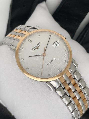 Longines - Elegant Automatic Linen Dial Diamonds -, Bijoux, Sacs & Beauté, Montres | Hommes