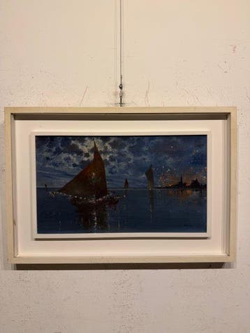 Scuola italiana (XIX-XX) - Scorcio di Venezia Notturna con