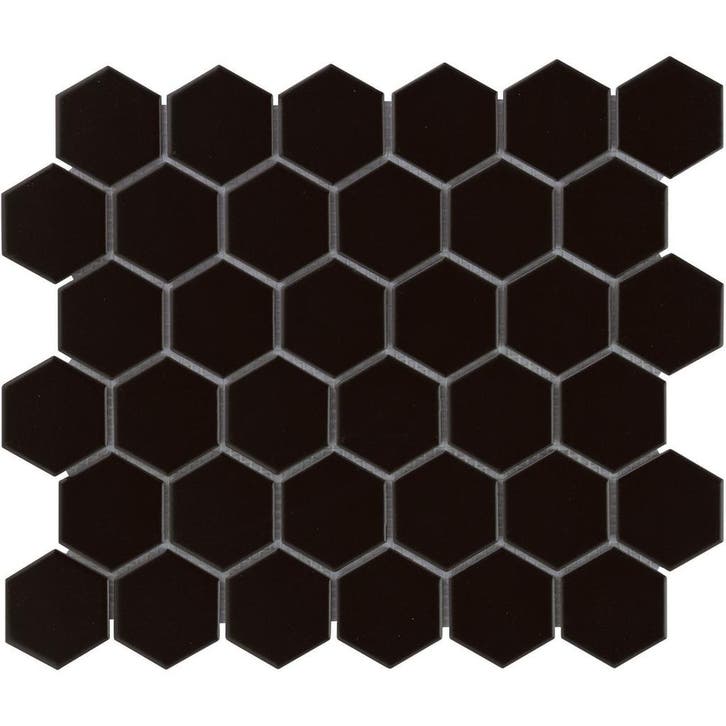 Wand Mozaïek Tegels Factory Hexagon Keramiek Zwart Glans..., Doe-het-zelf en Bouw, Tegels, 20 tot 40 cm, 20 tot 40 cm, 10 m² of meer