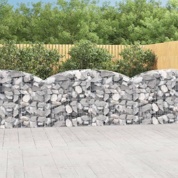 vidaXL Schanskorf gewelfd 200x50x100/120 cm gegalvaniseerd, Tuin en Terras, Bloempotten, Nieuw, Verzenden